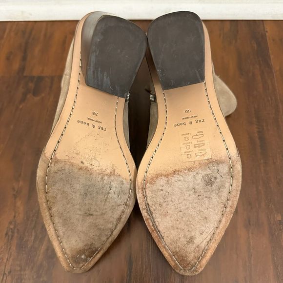 RAG & BONE Razor Booties Zip Up Ankle Boots in Light Sand Leather - Picture 12 of 13
